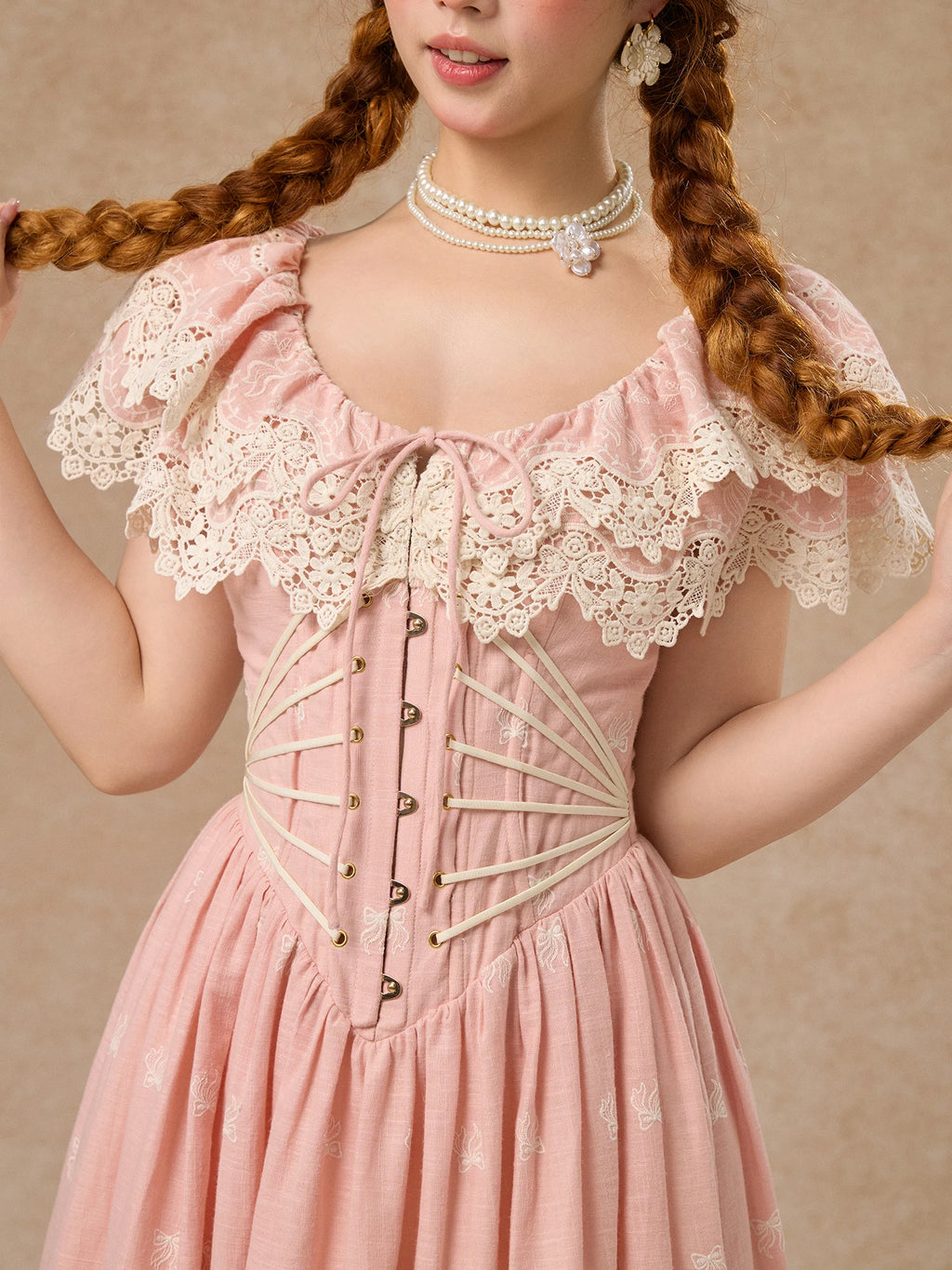 80-102cmSummer Pink Birthday Party Long Dress Women Vintage ElegantSlim Sexy Boat Neck Hollow Out Embroidery Lace Fishbone Dress