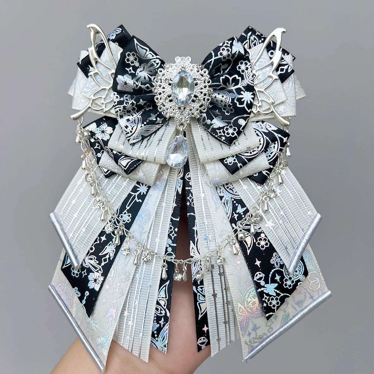 Parisian Blue Bow-luxury in style handmade Fan bow Accessories Light Stick ribbon long streamers knot lolita goods Bag Charm