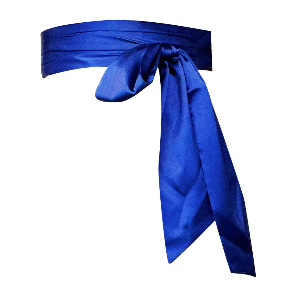 Satin Silk Parisian Bow Corset Waist Belt Decorative Wide Bowknot Fabric Ribbon Cummerbunds DIY Waist Cover For Women Lady Girl Bridal