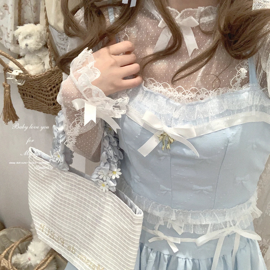 The Odette Ballet Bow Tie Set | Lace-Up High Waist Skirt & Strappy Top | Parisian Coquette Outfit