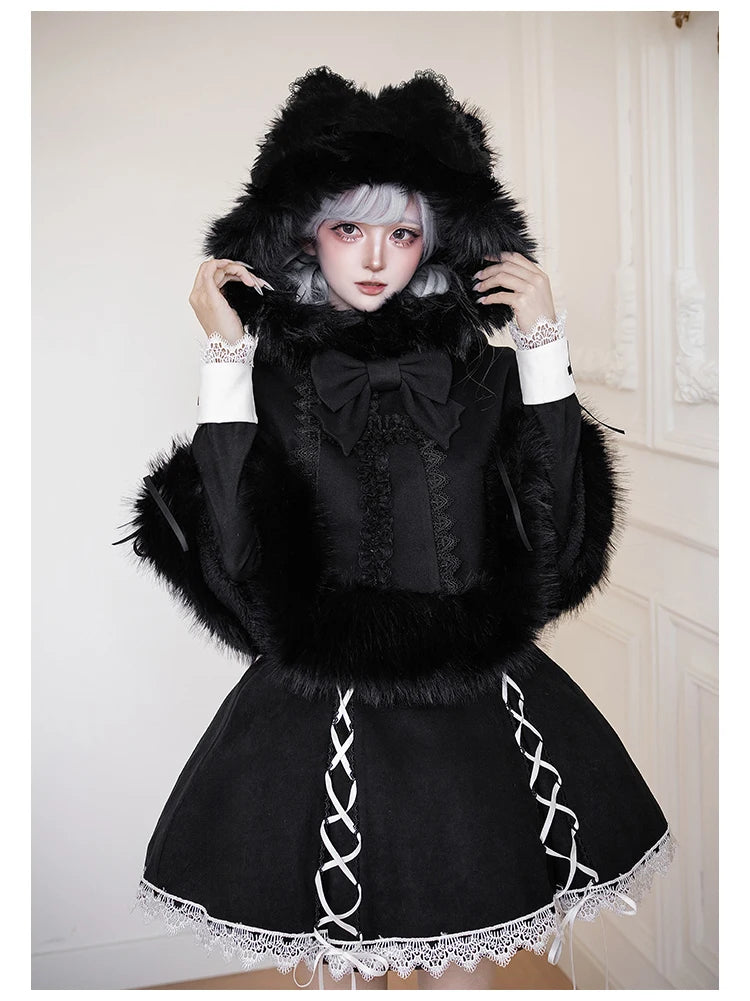 Original French Elegant Court Black Long Mermaid Dresses Op Autumn New Women's Slim Fit Lolita Long Sleeve Dress Gothic Dresses