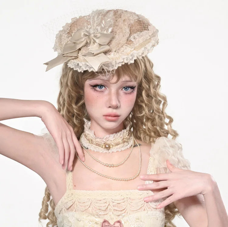The Montmartre Lace Ribbon Fascinator | Floral Mesh Lolita Hat | Vintage Theatrical Headpiece | Parisian Princess
