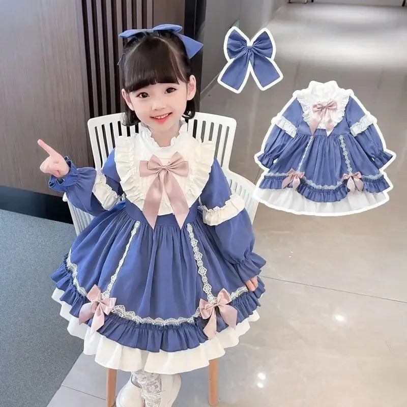 Petite Princess Lolita  Cute Princess Dress New Children's Fashion Birthday Dresses Tutu Send Headpiece 3-15Y 2023