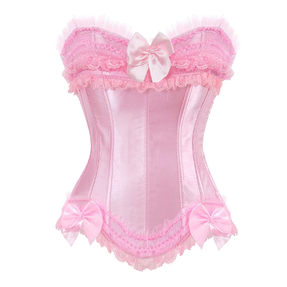 The Versailles Bowknot Bustier | Parisian Lace Showgirl Body Shaper | Gothic Satin Bridal Lace-Up Corset | Parisian Princess