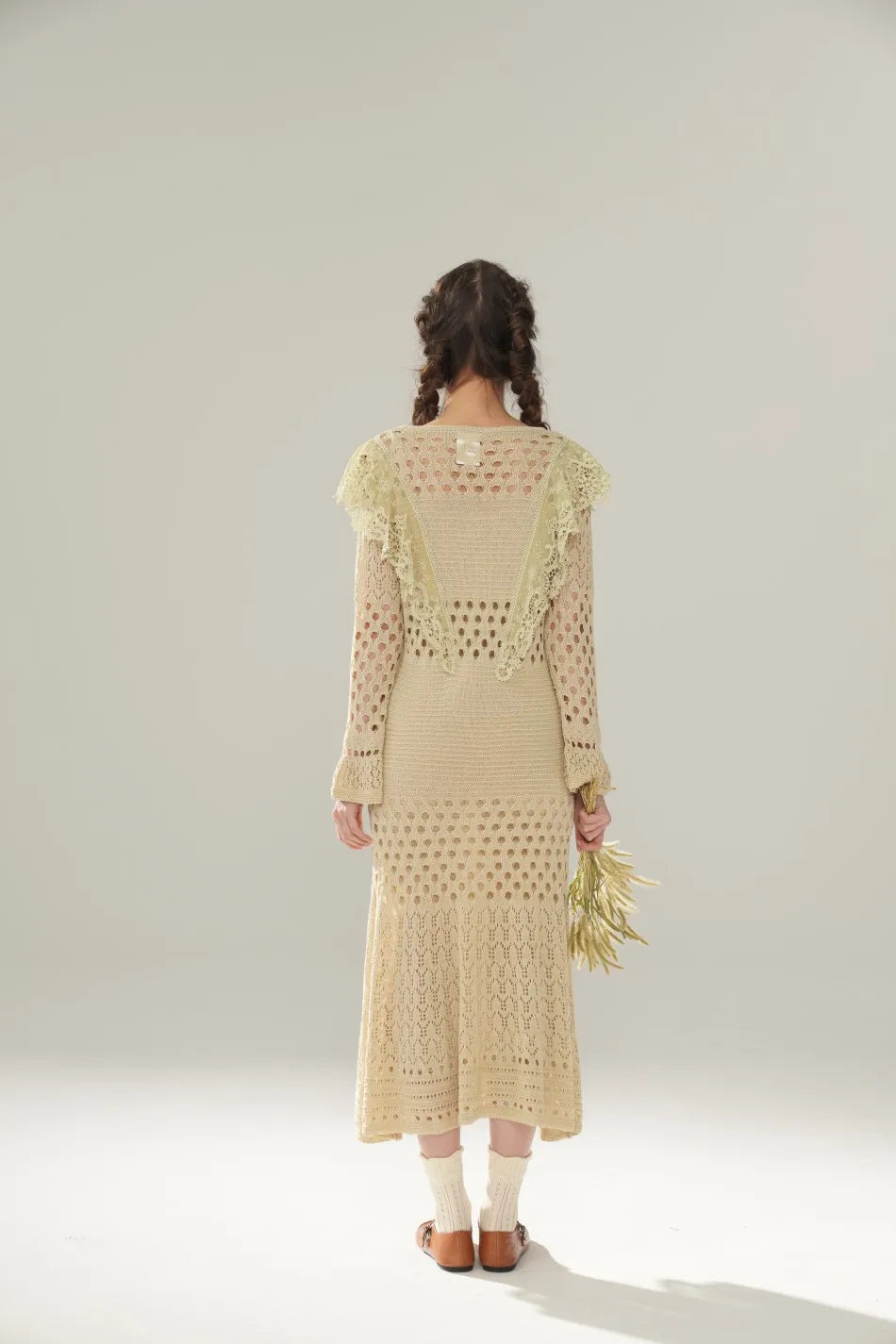 The Versailles Rose Knitted Fishtail | Hand-Embroidered Silk Blend Dress | French V-Neck Gown | Parisian Princess