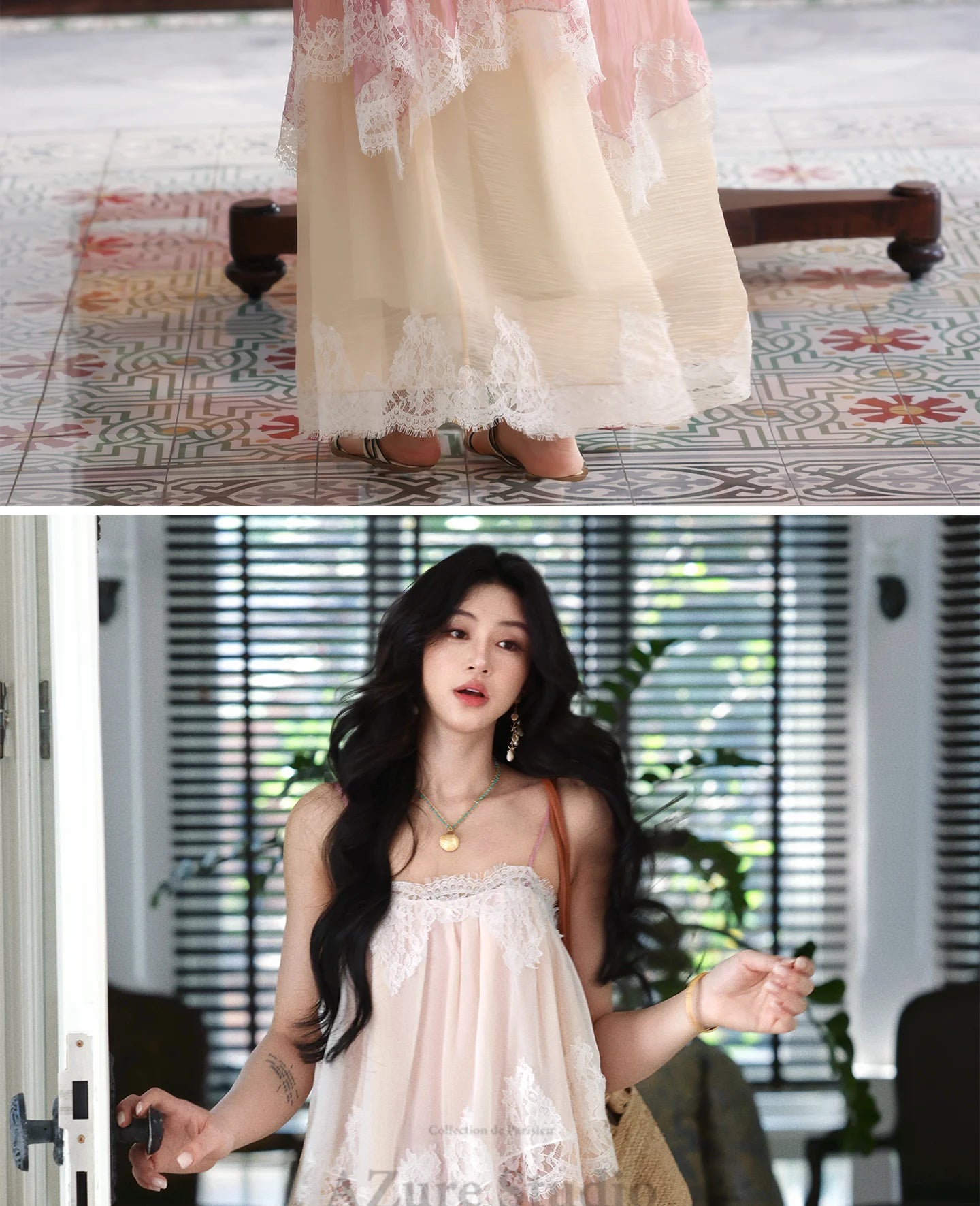 The Chantilly Gradient Lace Gown | Strapless Heavily Embellished Maxi | Vintage Gathered Skirt | Parisian Princess