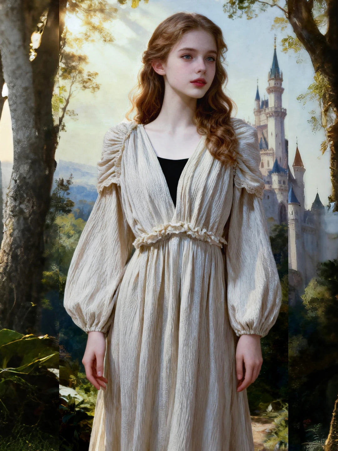 Parisian Winter Women Dress Full Lantern Sleeve Long Floor Length Ladies S-L Vintage High Waist Thick Velvet 2025 New