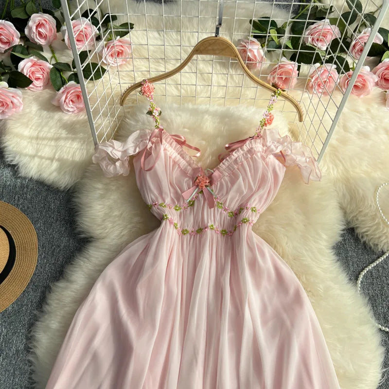 The Romantic "Enchanted" French Long Dress | Sweet Fairy Birthday Gown & Gentle Romantic Style | Parisian Princess