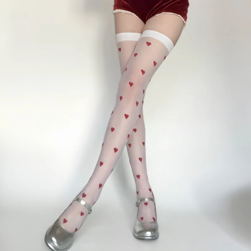 The Pure Desire Silk Stockings | French Lolita Sheer Over-Knee Socks | Sweet High-JK White Hosiery | Parisian Princess