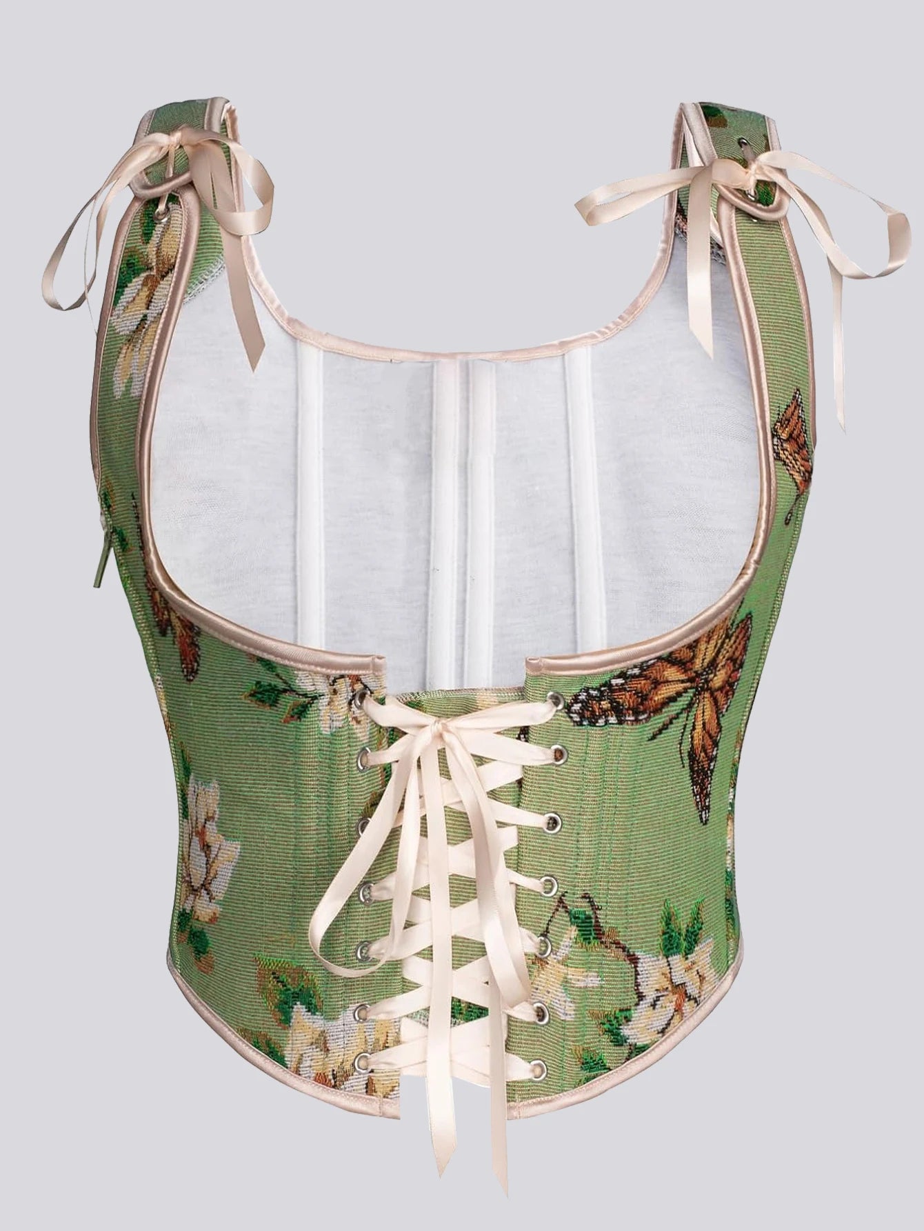 Women Renaissance Corset Floral Underbust Corset Tops Vintage Boned Corselet Belt Gothic Bustiers Corsets Vest Shaper Lace Up