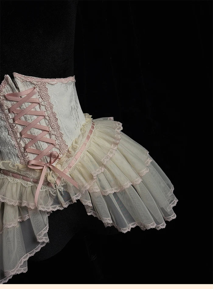 The Versailles Layered Tulle Corset | Jacquard Lace-Up Bustier | Pre-Order Exclusive | Parisian Princess