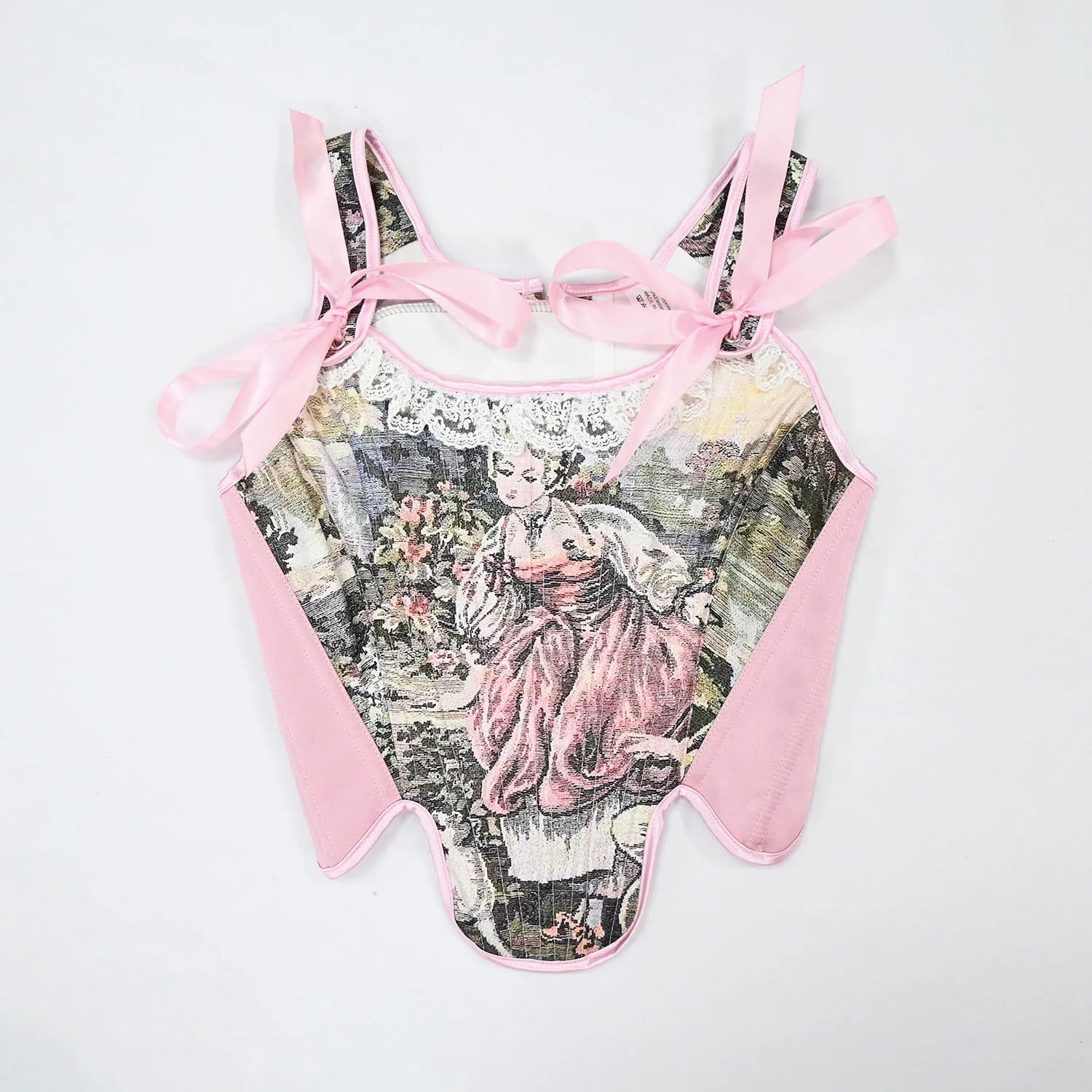 The Versailles Duchess Lace-Up Pink Bustier | French Lolita Overbust Corset | Vintage Bodice Crop Top | Parisian Princess