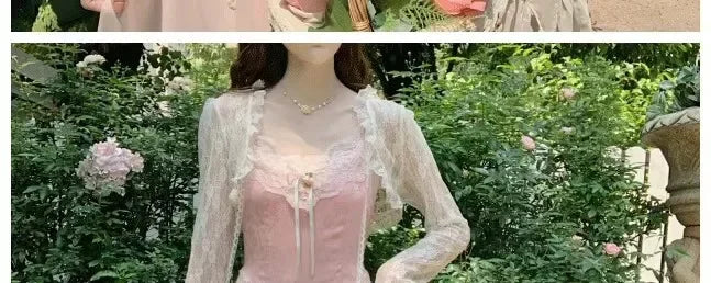 Lace Sun Protection Clothing Women's Summer Outerwear with Strap Vest Top Short Slim Long Sleeve Shirt Coat Gentle Breeze