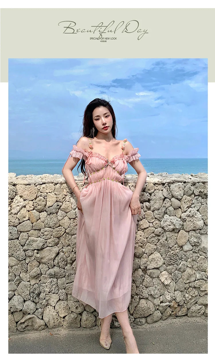 The Romantic "Enchanted" French Long Dress | Sweet Fairy Birthday Gown & Gentle Romantic Style | Parisian Princess