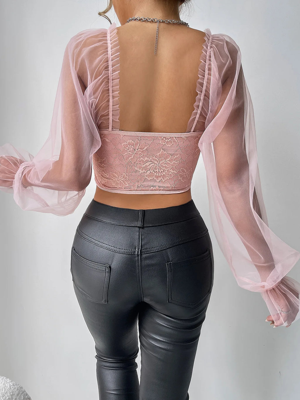 The Midnight Mesh Versailles Corset | Sheer Long Sleeve Bustier | Backless Crop Top | Parisian Princess