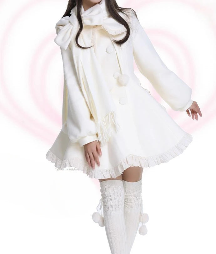 French Court Lolita Lace Patchwork Sweet Dress Coat Women Parisian Aesthetic Contrast Color Dresses Elegant Cute Party