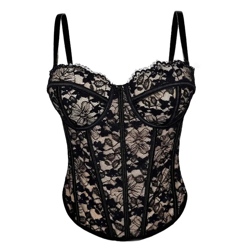 The Versailles Floral Lace Bustier | Sweet Corset Crop Top | Everyday Shaping Top | Parisian Princess