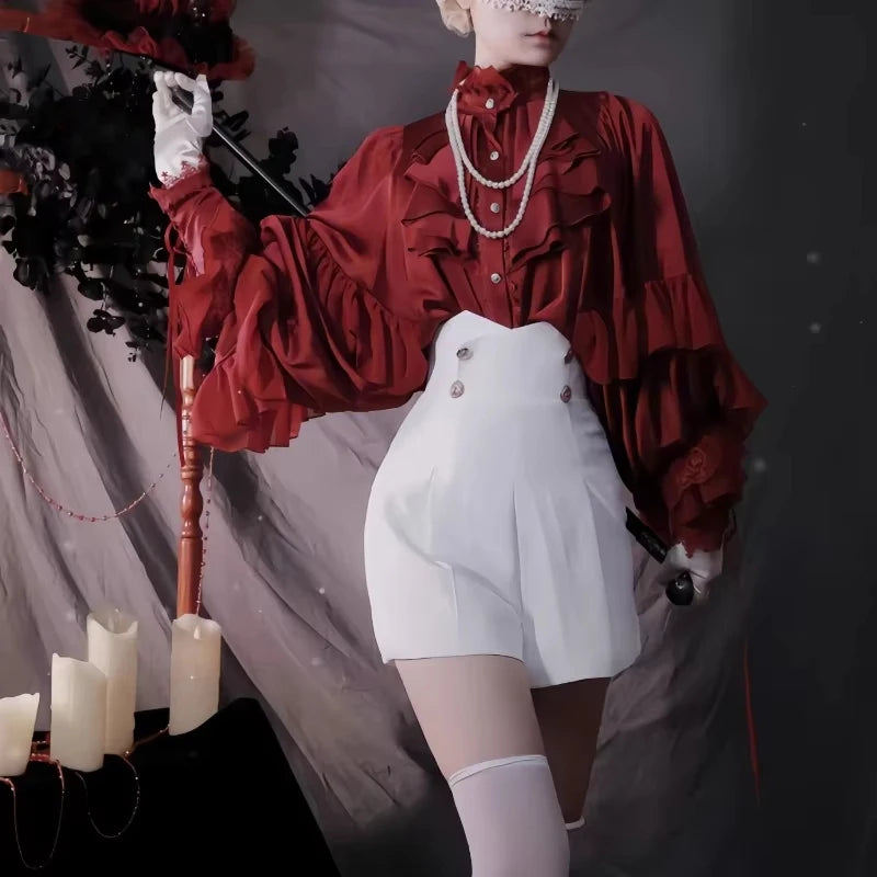The Royal Court Ruffled Blouse | Vintage French Princess Shirt | Loose Long-Sleeve Top | Parisian Princess