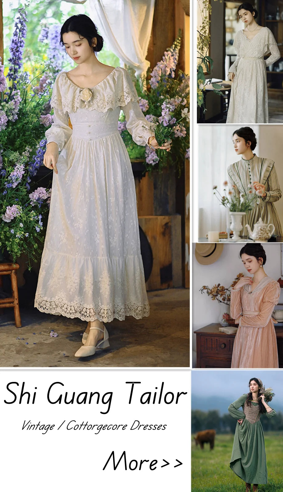 Parisian Signature Women European Vintage Embroidered Slim Waist Comfortable Cotton Maxi Dresses