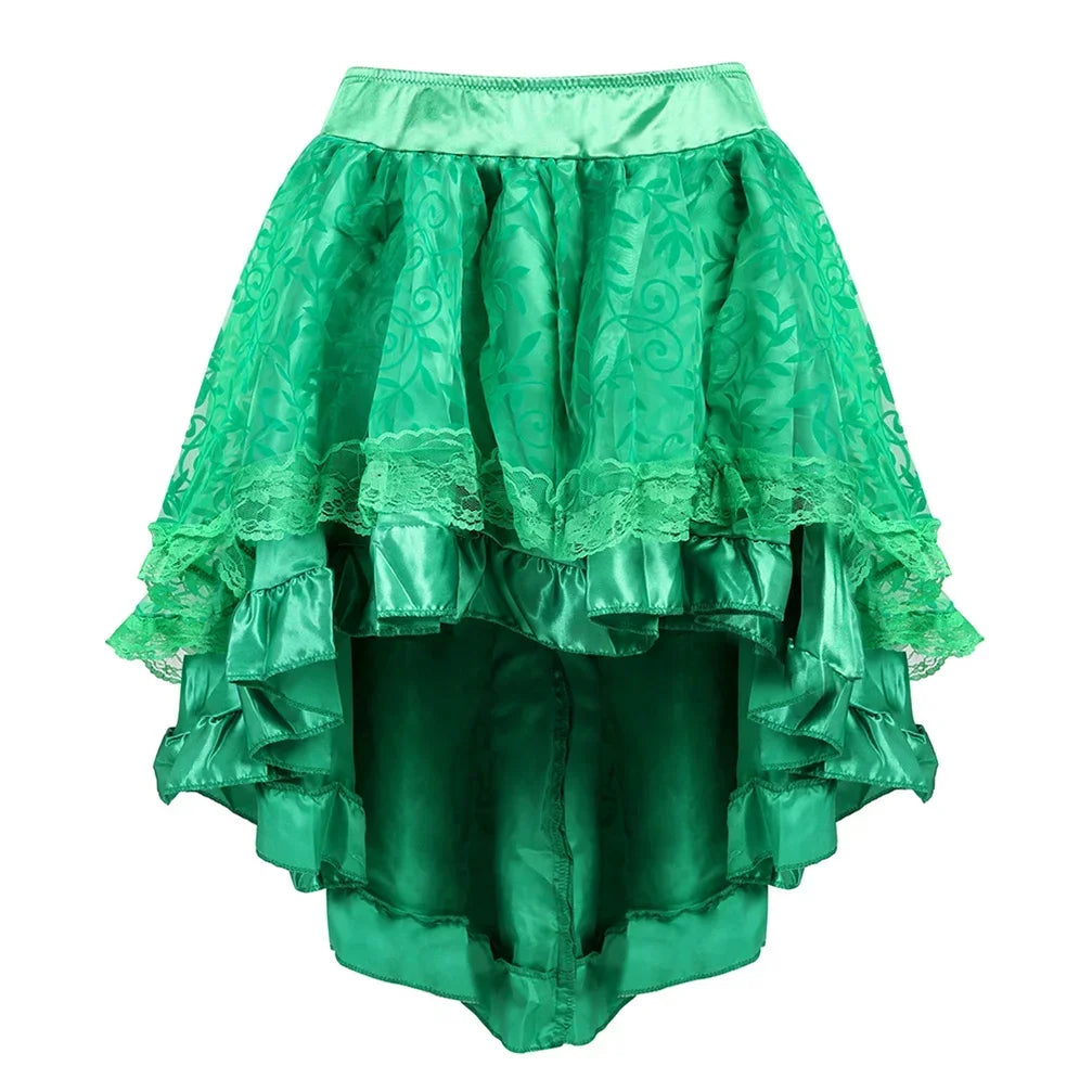 The Trianon Asymmetrical Lace Skirt | Vintage High-Low Floral Ruffle Overlay | Medieval Burlesque Half-Slip Costume | Parisian Princess