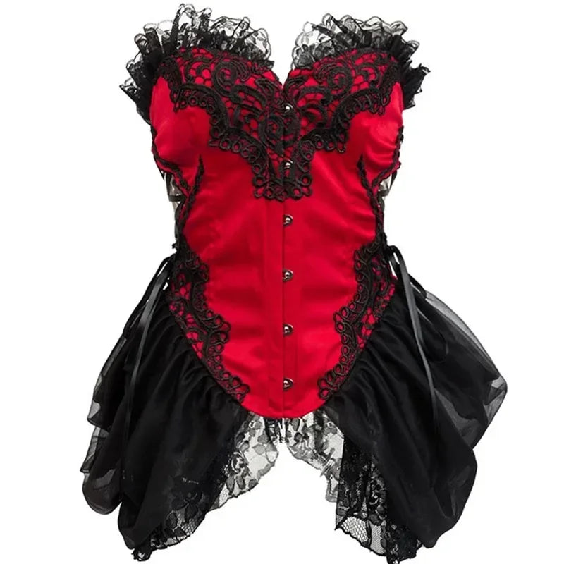 The Montmartre Tulle Corset Dress | Satin Overbust Gothic Bustier | Dark Romance Floral Dress | Parisian Princess