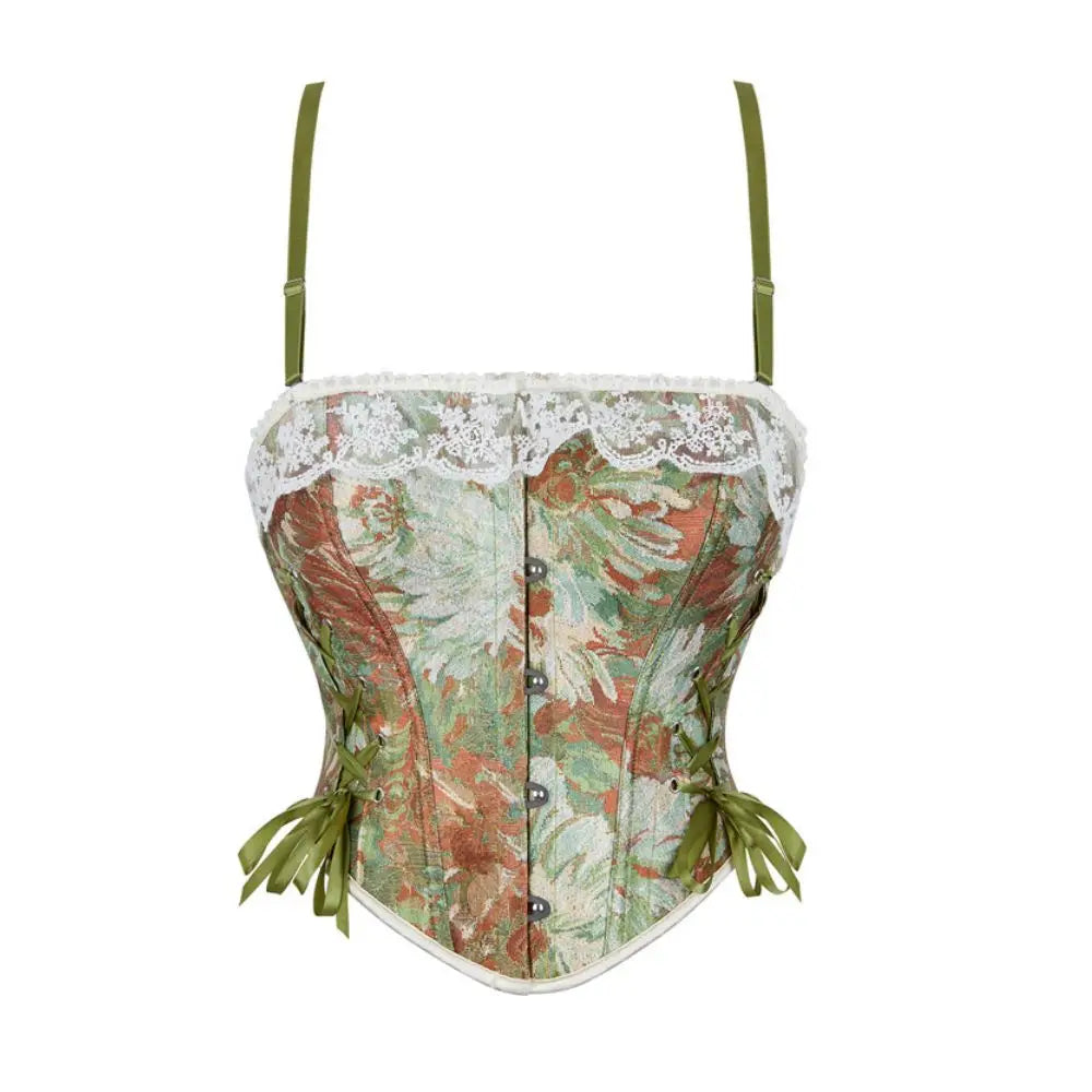The Trianon Double-Halter Corset | French Lace Layering Strapless Top | Single-Layer Ribbon Back Bustier | Parisian Princess