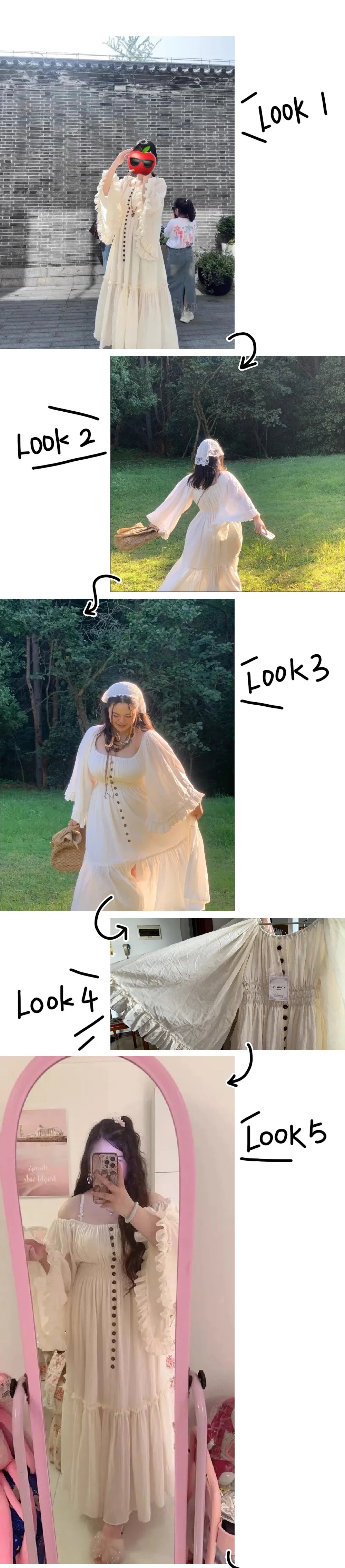 The Coalfell Vacation Gown | French Cotton-Linen Apricot Midi | Batwing Sleeve Lace Temperament Dress | Parisian Princess