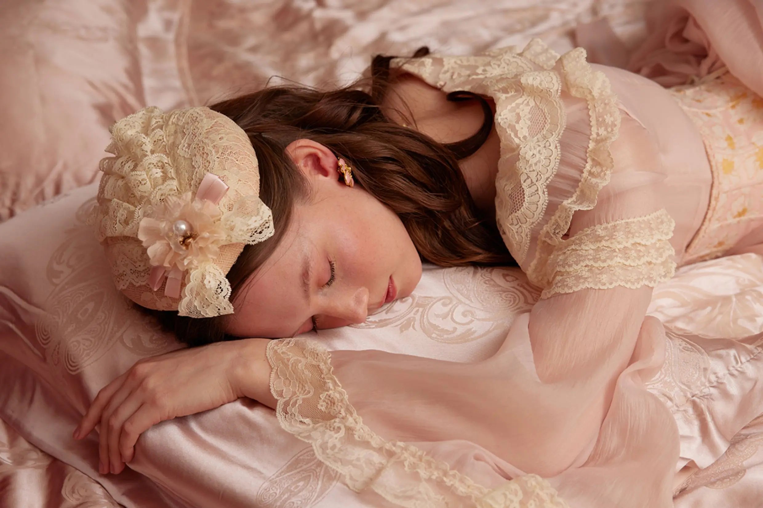 The Parisian Pink Bell Sleeve Gown | Courtly Retro French Lace Dress | Fairy-Tale A-Line Spring Maxi | Parisian Princess
