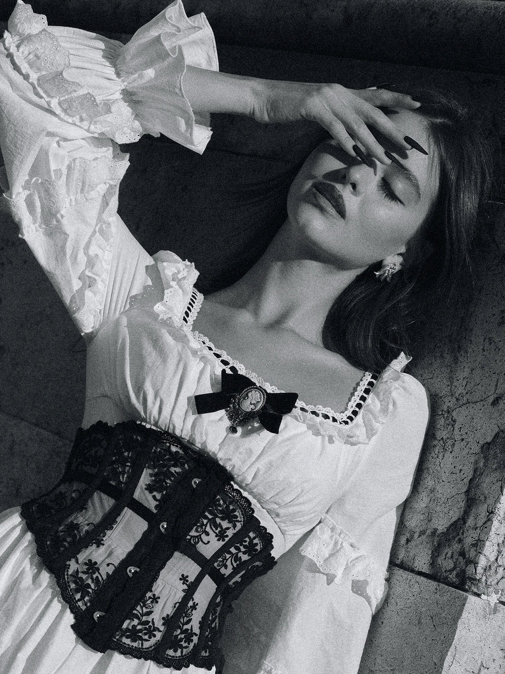 Gothica Parisian Fall White Maxi Dress Women Vintage Elegant Slim Lace Collar Long Sleeve French Halloween Dress