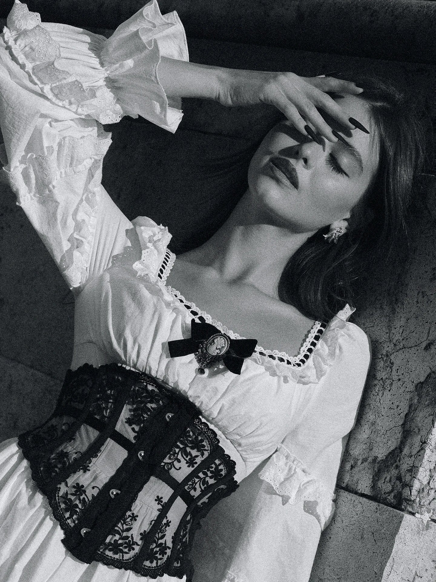 Gothica Parisian Fall White Maxi Dress Women Vintage Elegant Slim Lace Collar Long Sleeve French Halloween Dress