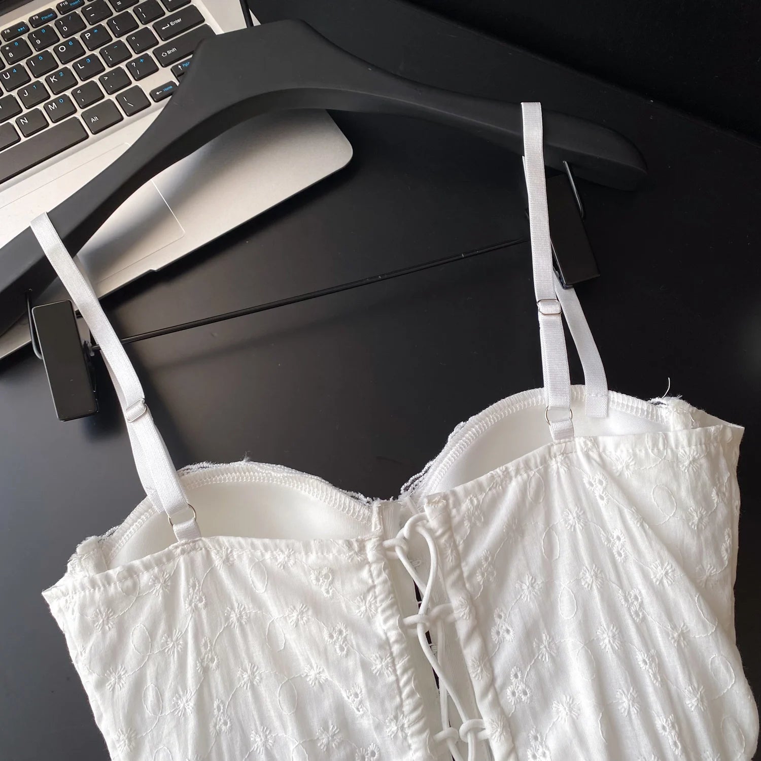 The Trianon Embroidered Corset | French Sweet Floral Lingerie Top | Hollow Out Backless Bandage Camisole | Parisian Princess