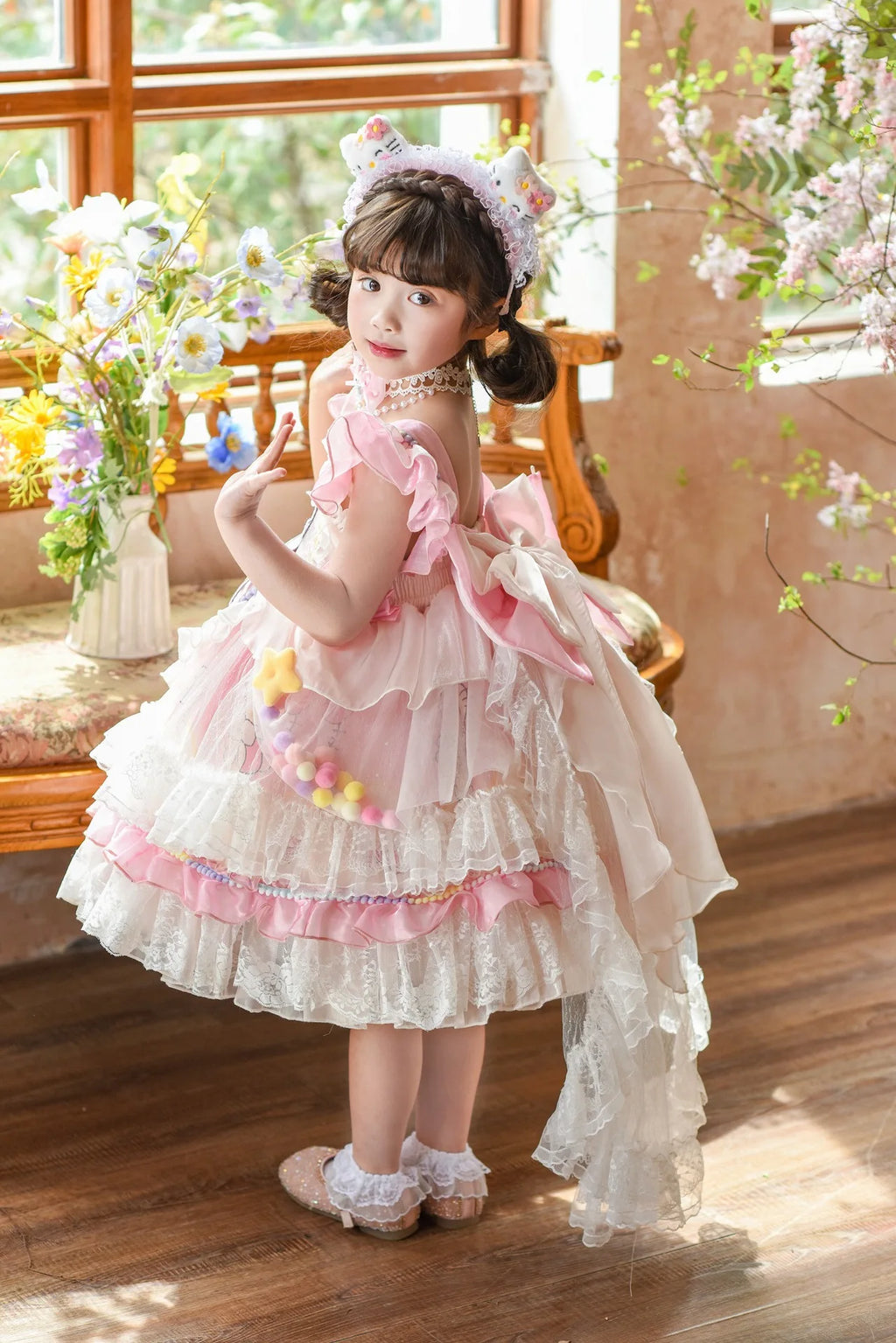 cute Hello Kitty Dress Lolita Girls Party Skirt Girl Kid's Dress Children's Clothes Girls Clothes Kawaii Anime Birthday Gift