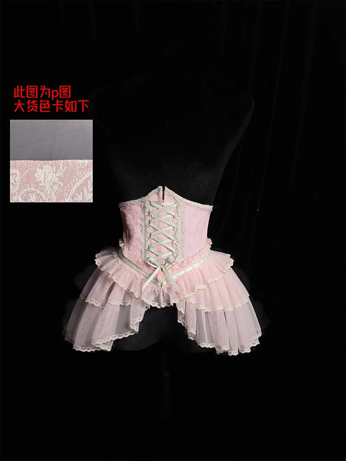 The Versailles Layered Tulle Corset | Jacquard Lace-Up Bustier | Pre-Order Exclusive | Parisian Princess