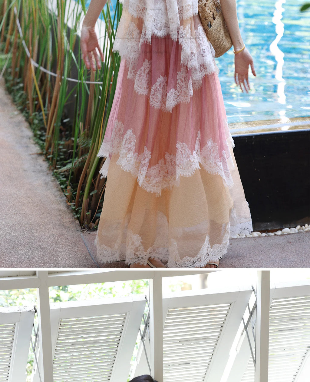 The Chantilly Gradient Lace Gown | Strapless Heavily Embellished Maxi | Vintage Gathered Skirt | Parisian Princess