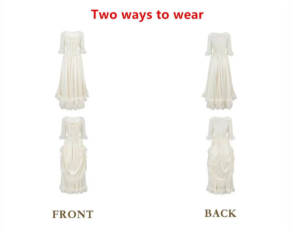 The Swan Regina Gown | French Vintage Court Satin Dress | Elegant Square Neck Wedding Maxi | Parisian Princess