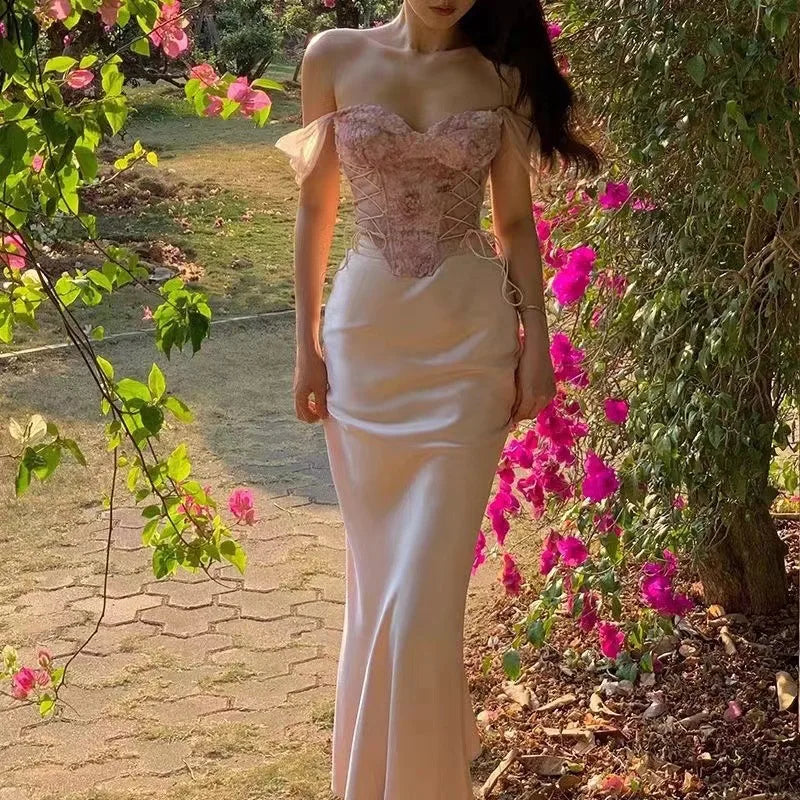 Flower Lace Tank Top Fish Bone Crop Design Inner Strap French Tube Tops Y2k Cute Pink Corset Summer Wear