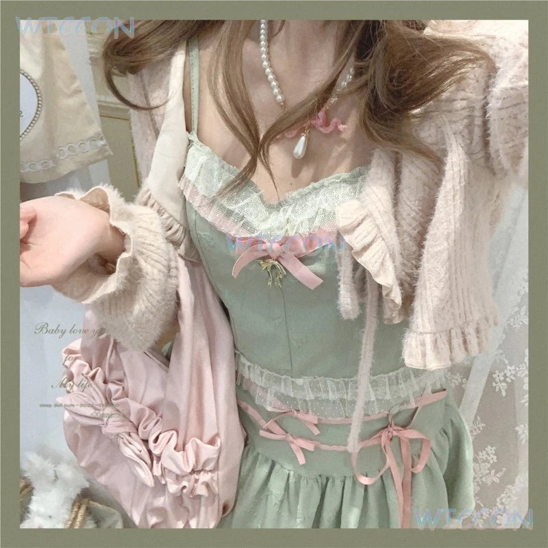The Odette Ballet Bow Tie Set | Lace-Up High Waist Skirt & Strappy Top | Parisian Coquette Outfit