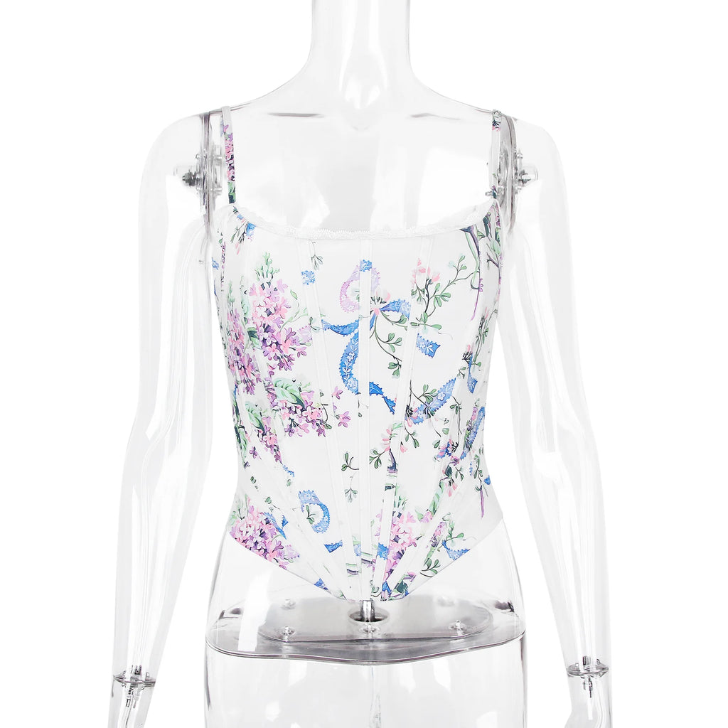 The Coquette Lattice Bustier | Summer Lace-Up Mesh Corset Top | Date Night Spaghetti Strap Party Tank | Parisian Princess