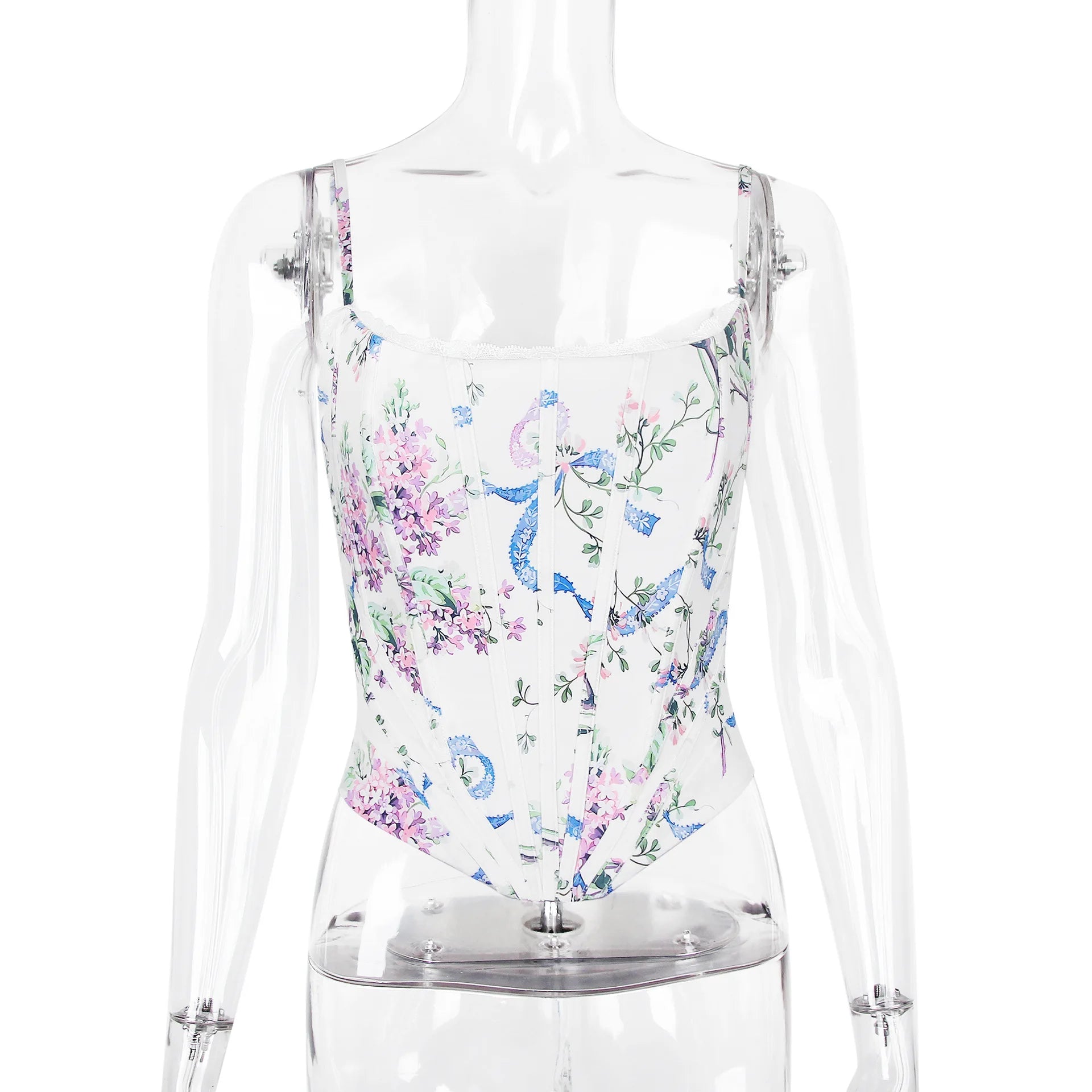 The Coquette Lattice Bustier | Summer Lace-Up Mesh Corset Top | Date Night Spaghetti Strap Party Tank | Parisian Princess