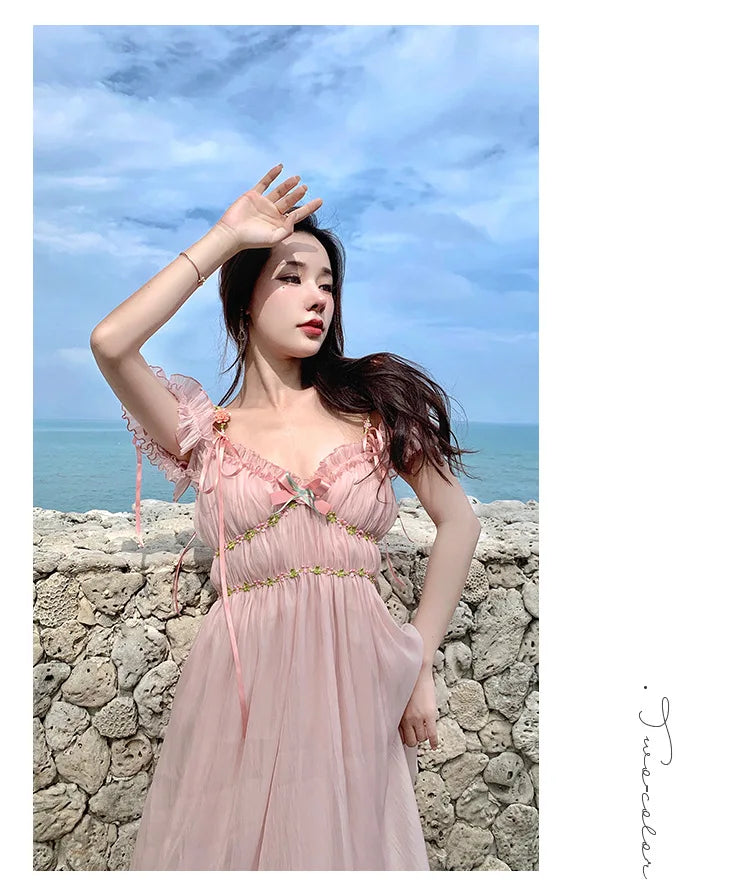 The Romantic "Enchanted" French Long Dress | Sweet Fairy Birthday Gown & Gentle Romantic Style | Parisian Princess