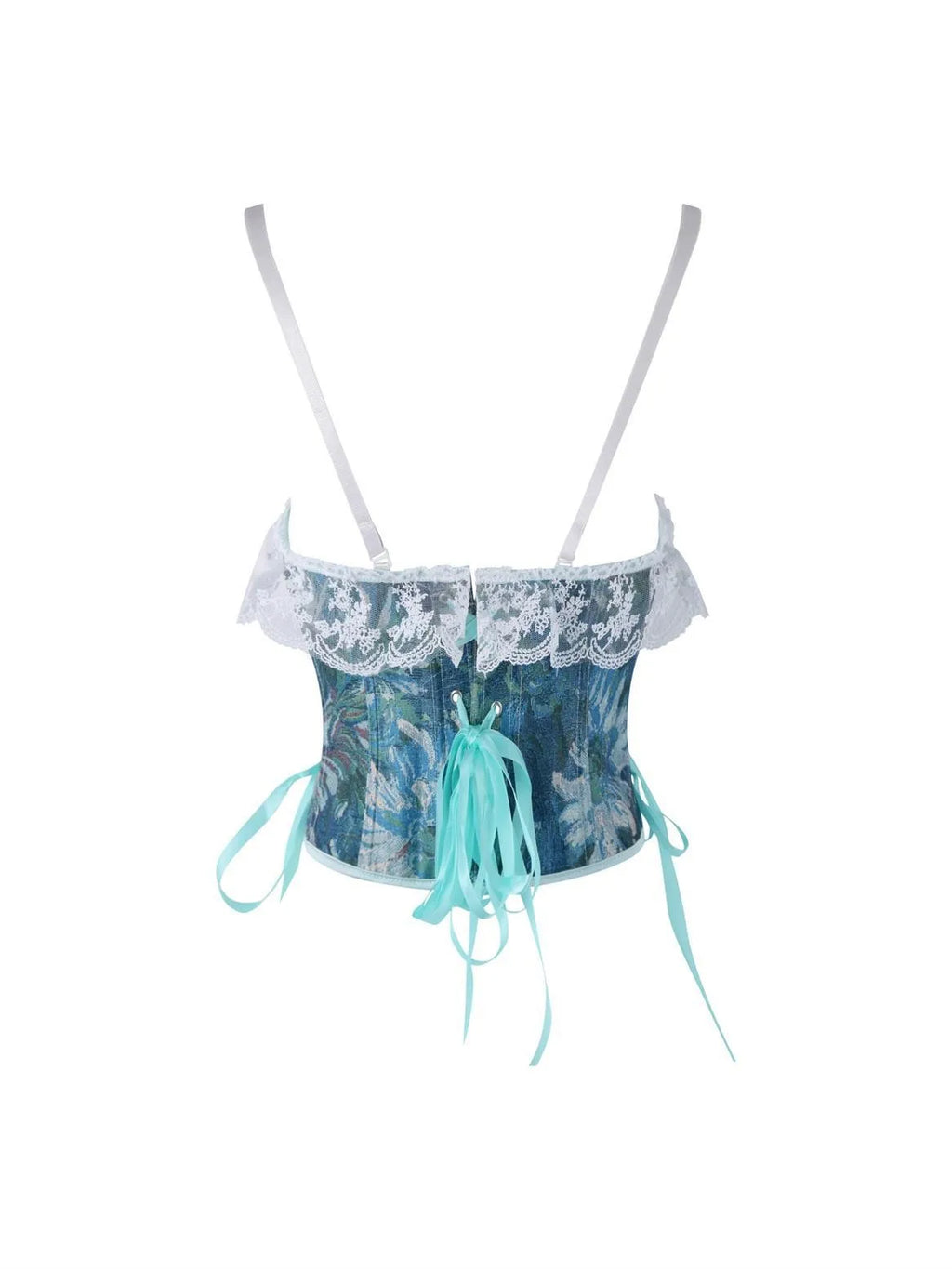 The Trianon Double-Halter Corset | French Lace Layering Strapless Top | Single-Layer Ribbon Back Bustier | Parisian Princess