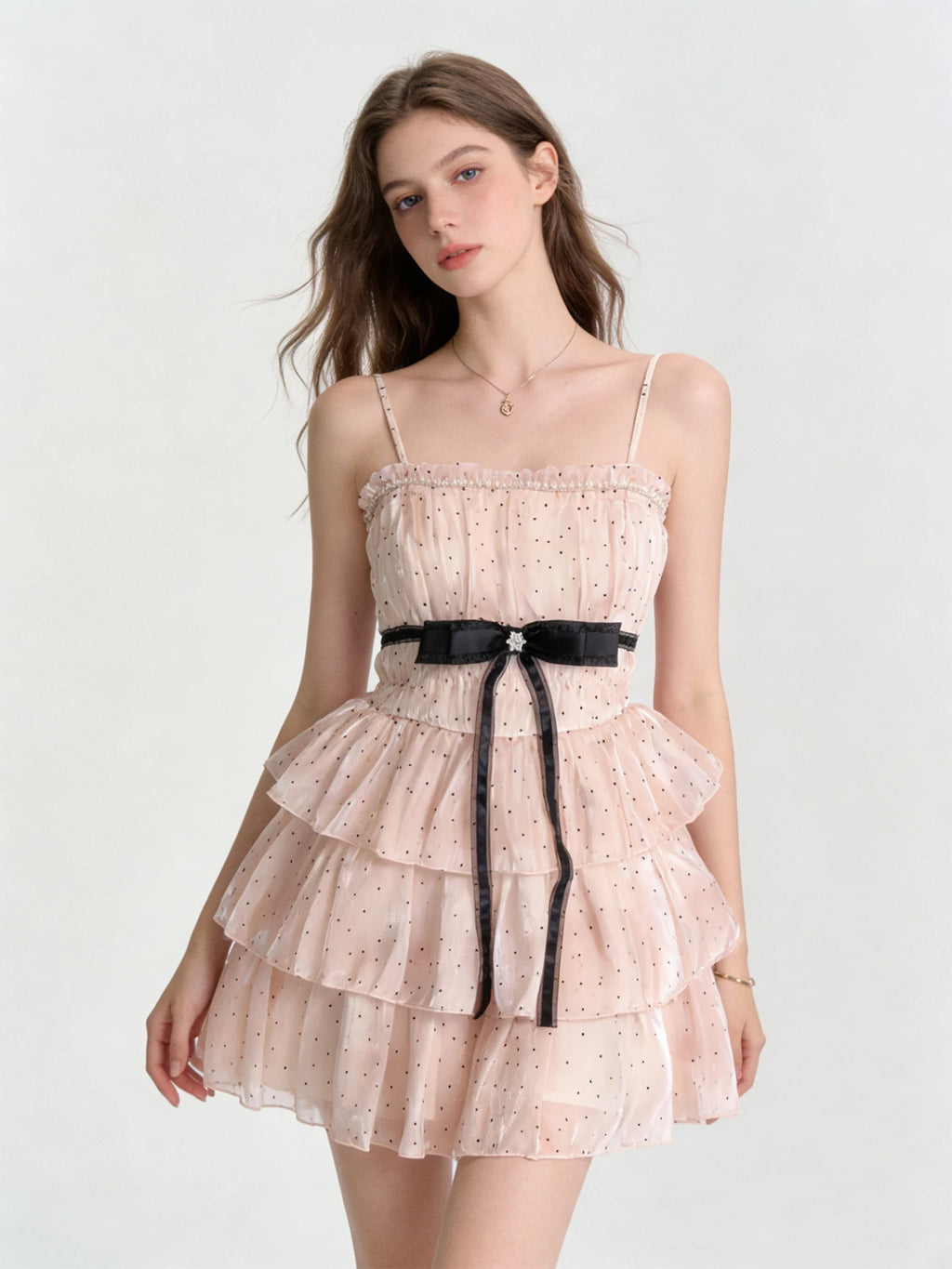 The Madeleine Pink Polka Dot Manteau | Parisian Bow Evening Mini | French Heritage A-Line Frock | 2026 Spring-Summer Atelier Collection