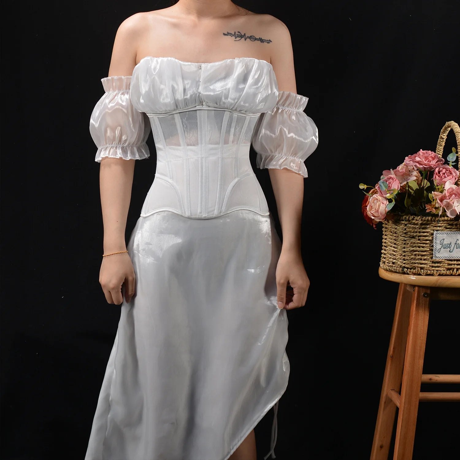 Women Abdomen Tight Corset Crops Under Bust Bustiers Breathable Mesh Waist Girdle With Bones Slimming Lace Up Bodices