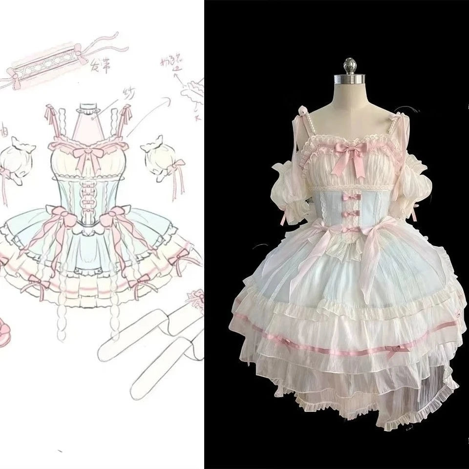 The Madeleine Lolita Mini | French Solid A-Line Party Dress | O-Neck Tatting Short Sleeve Vestido | Parisian Princess
