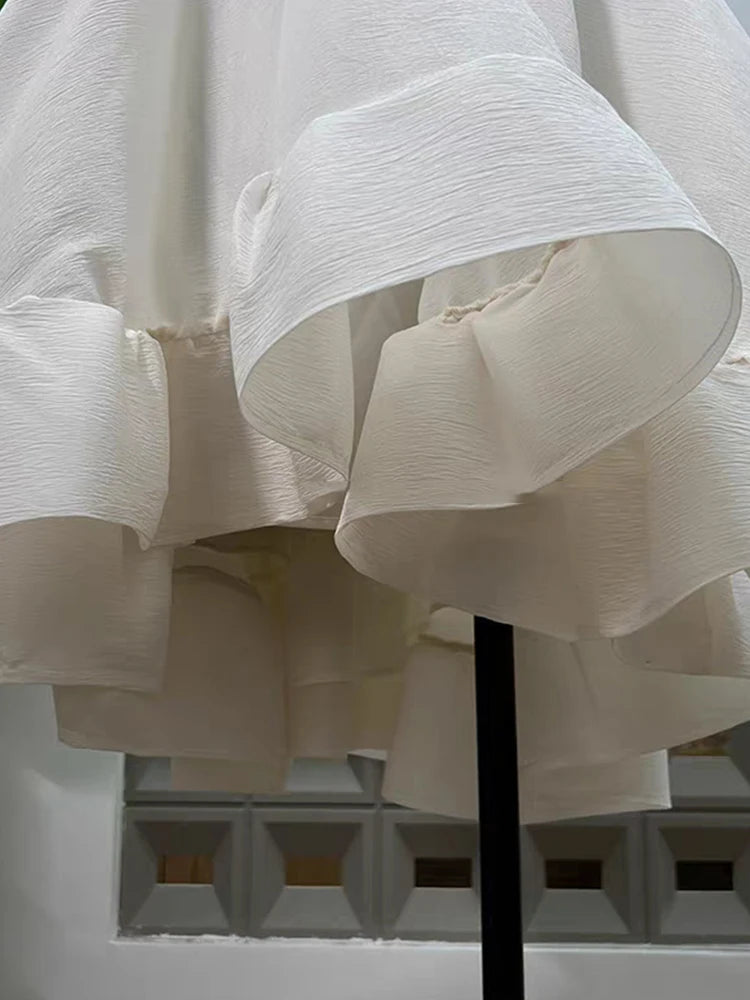 French one-shoulder ruffled strapless dress autumn women's wear princess dress fashionable loose puffy dress