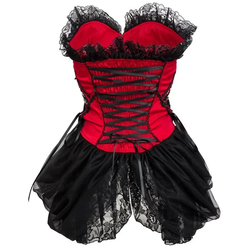 The Montmartre Tulle Corset Dress | Satin Overbust Gothic Bustier | Dark Romance Floral Dress | Parisian Princess