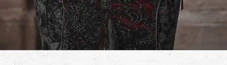 The Scarlet Blood Peak Manteau | French Gothic Dark Heart Velvet Gown | Glitter Mermaid Cosplay Dress | Winter 2024 Atelier Collection