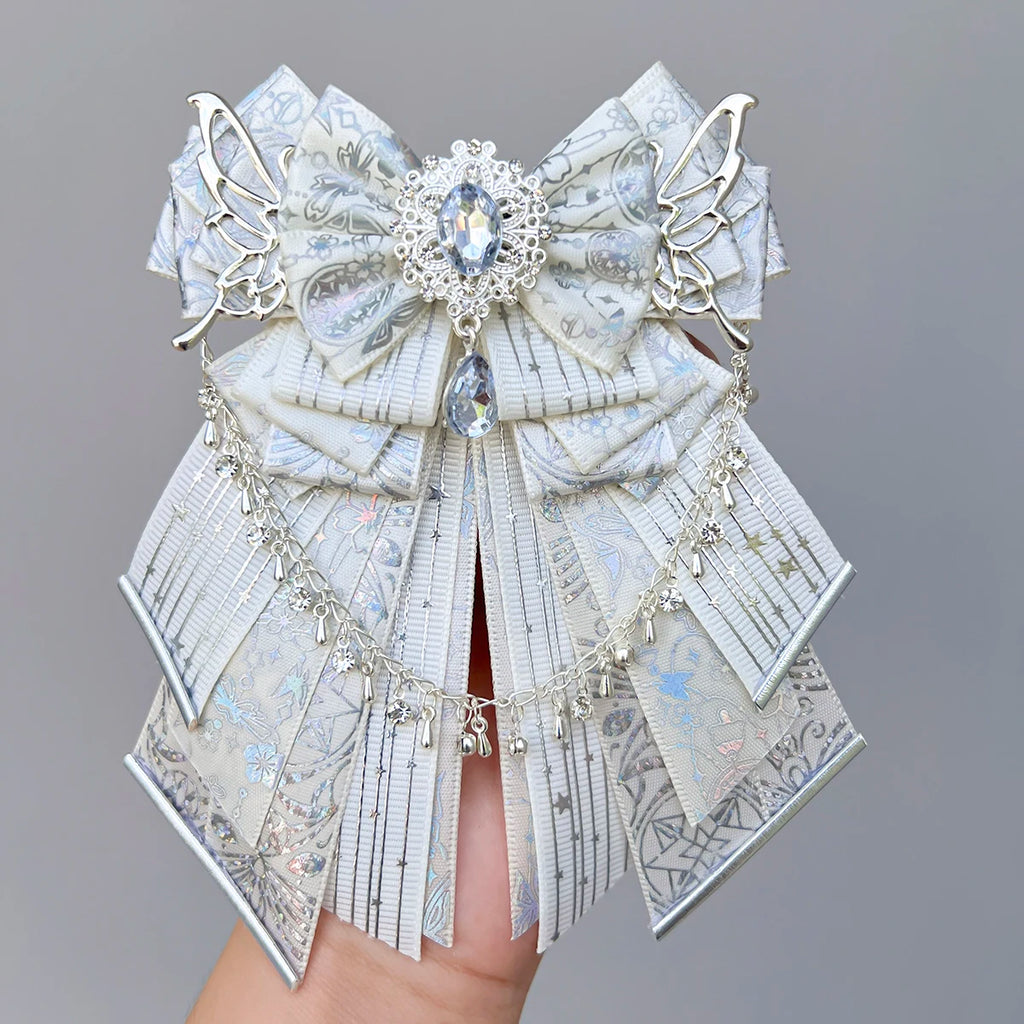 Parisian Blue Bow-luxury in style handmade Fan bow Accessories Light Stick ribbon long streamers knot lolita goods Bag Charm