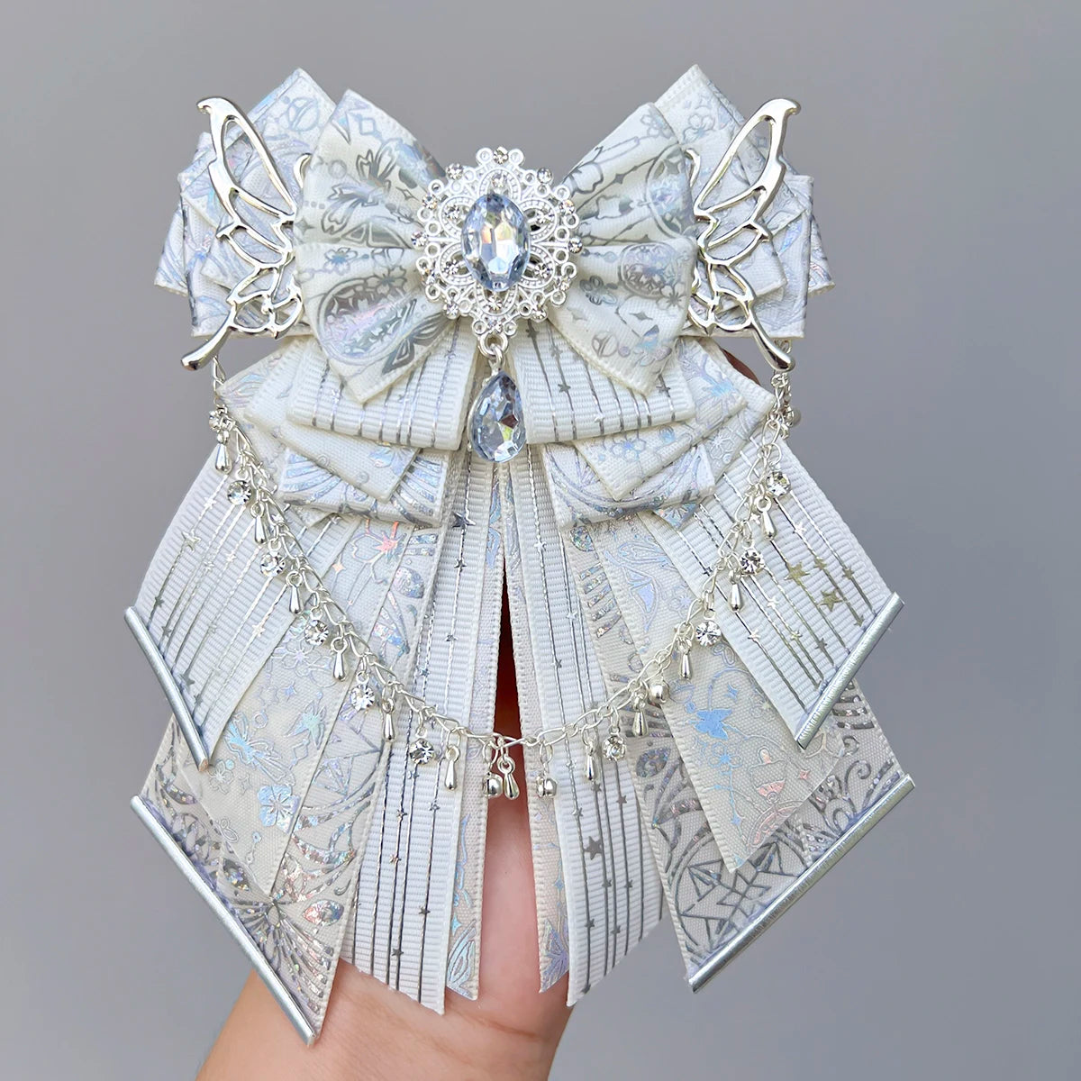 Parisian Blue Bow-luxury in style handmade Fan bow Accessories Light Stick ribbon long streamers knot lolita goods Bag Charm
