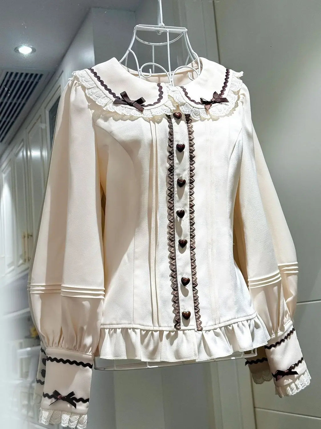 The Amélie Ruffled Chiffon Blouse | V-Neck Puff Sleeve Lolita Shirt | Sweet Parisian Top | Parisian Princess